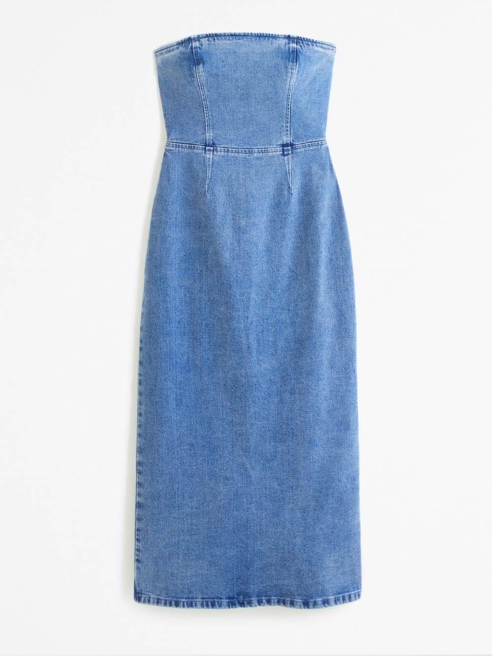 Abercrombie Strapless Medium Wash Denim Midi Dress - Picture 4 of 6